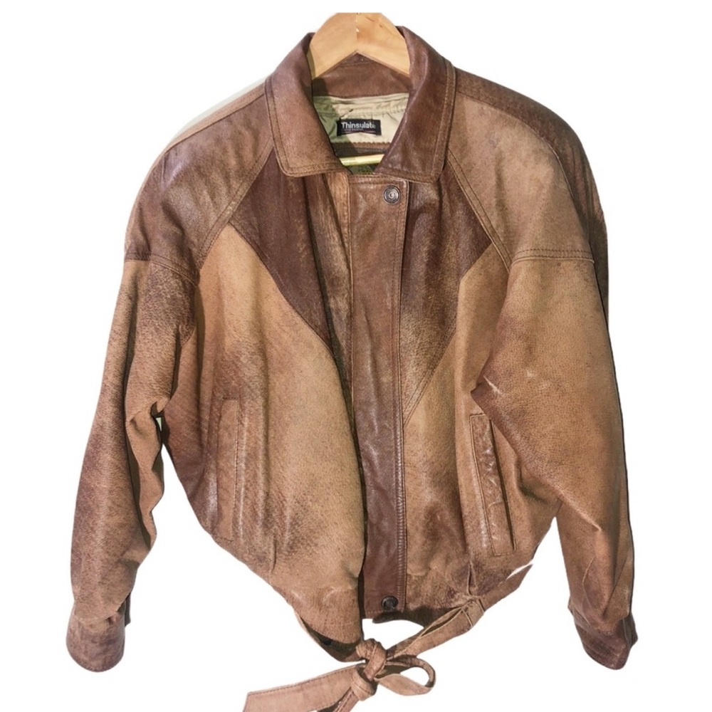 Vintage Wilson’s Leather Adventure Bound brown leather bomber jacket